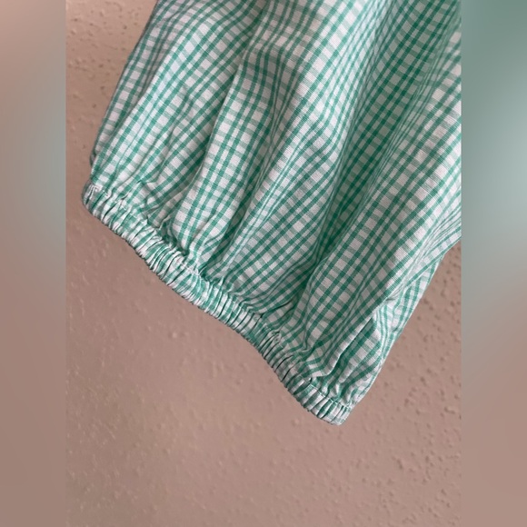 J Crew Factory Women’s Medium Green Gingham Cotton Blend Spring Tiered Dress - Picture 15 of 15